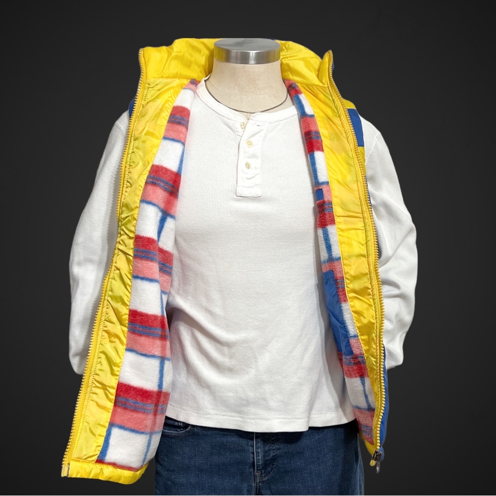 Abercrombie & Fitch Y2K Puffer Vest Jacket Madras Plaid Flannel Lined XXL